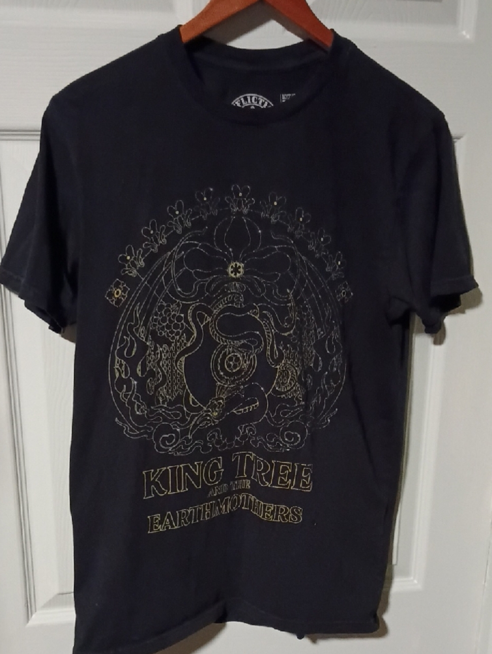 Affliction Black Graphic Tee with Gold Print
